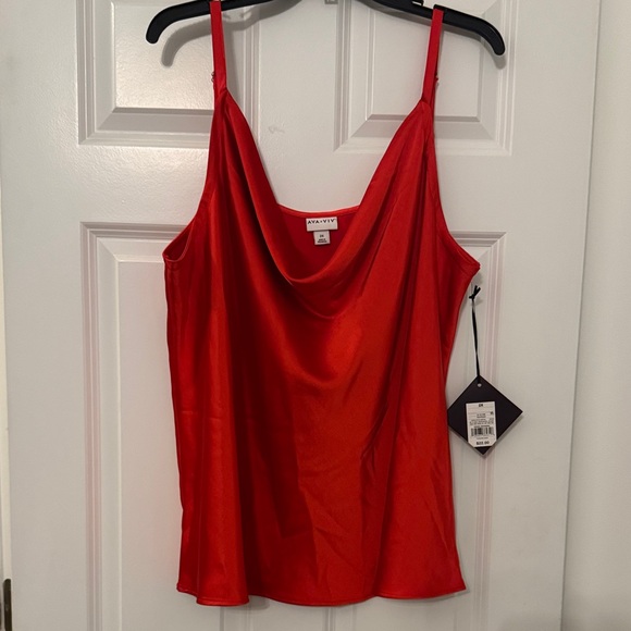 Ava and Viv Red Scarlet Satin Cowl Neck Camisole NWT - Picture 1 of 4